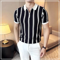 Herren Poloshirt | Kurzarm | Reißverschluss | Gestreift | Regular Fit-Luzern Mode