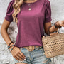 Damen Sommer T-Shirt mit Puffärmeln und Rundhalsausschnitt-S-Rosa-Luzern Mode