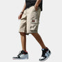 Herren Cargo Shorts | Baumwolle | Loose Fit | Elastischer Bund -Beige-S-Luzern Mode