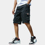 Herren Cargo Shorts | Baumwolle | Loose Fit | Elastischer Bund -Schwarz-S-Luzern Mode