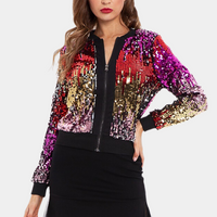 Paillettenjacke Damen Party-Outfit Glitzer Bomberjacke-Luzern Mode