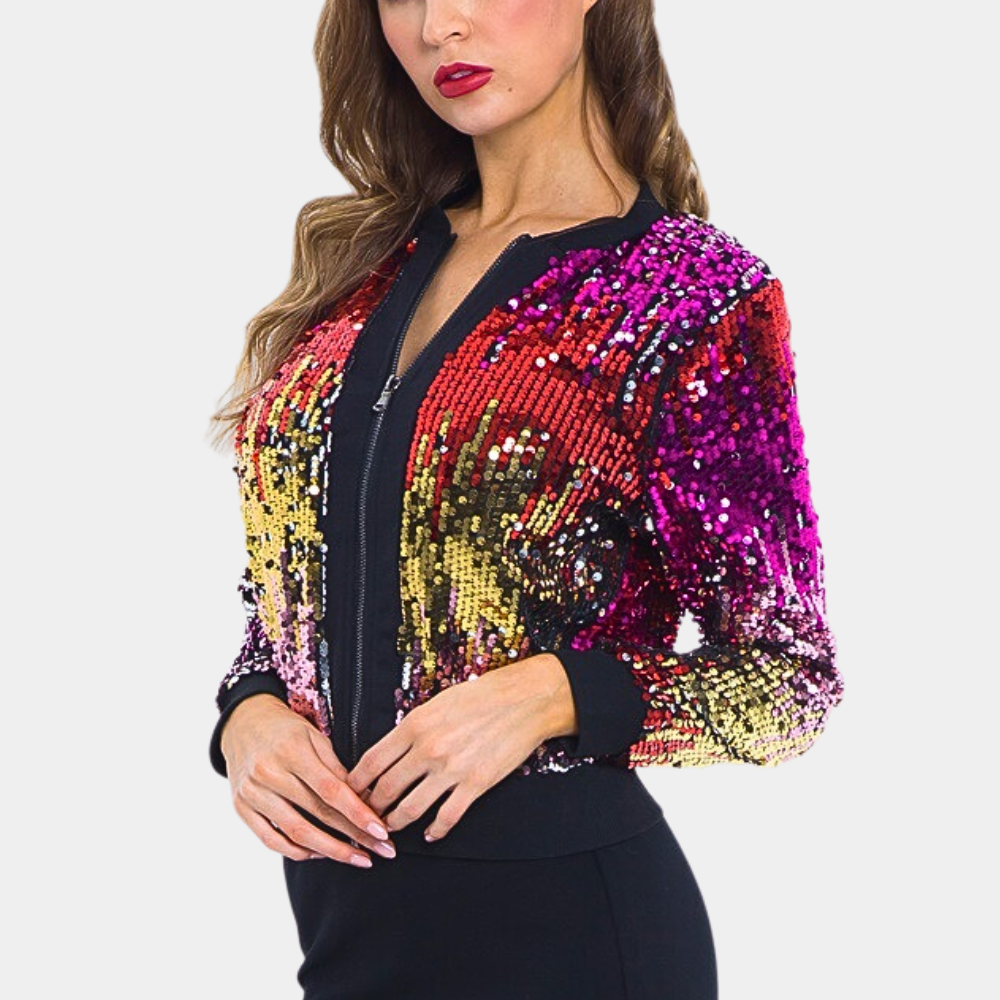 Paillettenjacke Damen Party-Outfit Glitzer Bomberjacke-XS-Luzern Mode