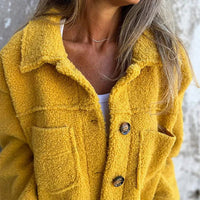 Kurzer Teddy-Mantel | Warmer Stoff | Stilvoller Reverskragen | Knopfverschluss-Luzern Mode