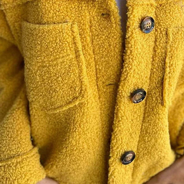 Kurzer Teddy-Mantel | Warmer Stoff | Stilvoller Reverskragen | Knopfverschluss-Luzern Mode