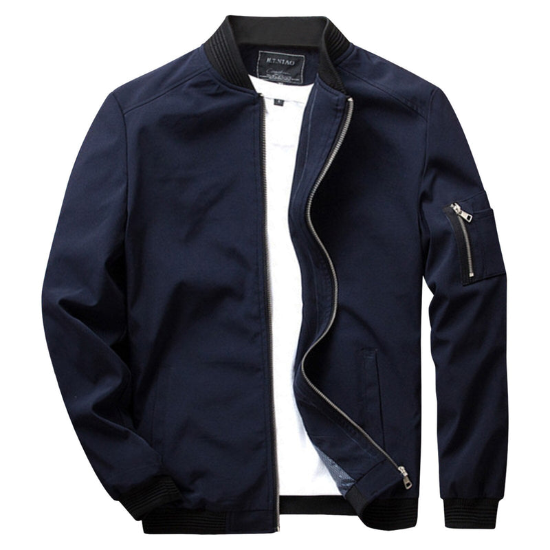 Herren Sommerjacke mit Reißverschluss und Taschen-Dunkelblau-M-Luzern Mode