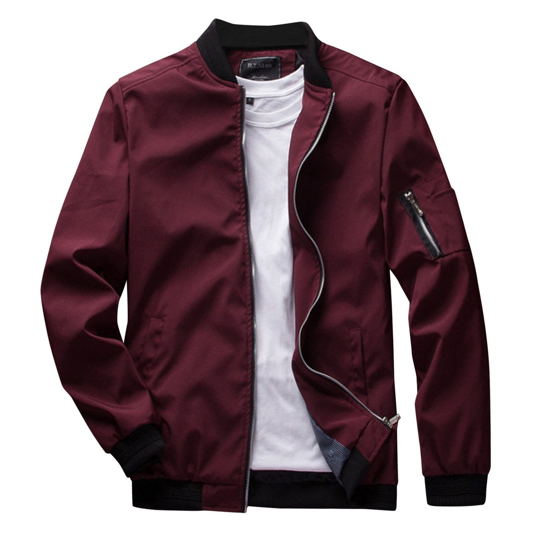 Herren Sommerjacke mit Reißverschluss und Taschen-Rot-M-Luzern Mode