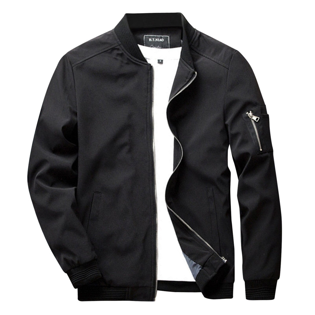 Herren Sommerjacke mit Reißverschluss und Taschen-Schwarz-M-Luzern Mode