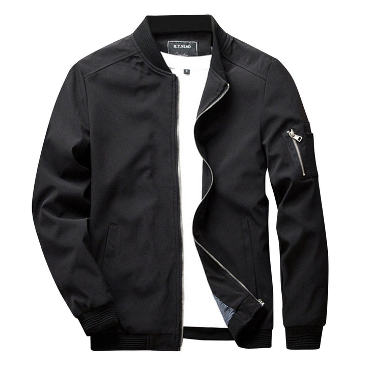 Herren Sommerjacke mit Reißverschluss und Taschen-Schwarz-M-Luzern Mode