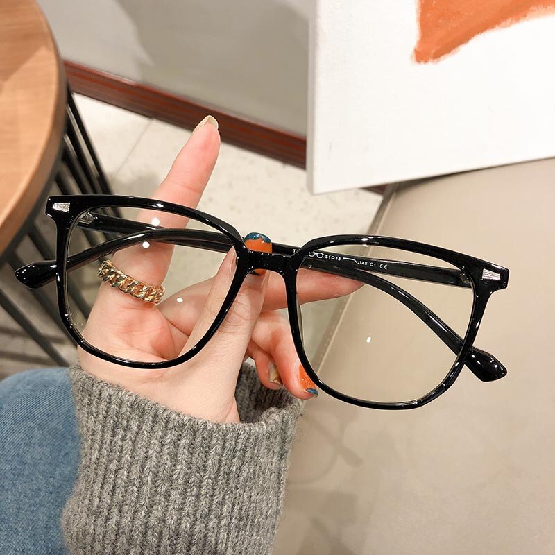 Herren Vollrandbrille mit rechteckigem Rahmen 140mm-Klar Schwarz-0 (Anti-Blau)-Luzern Mode
