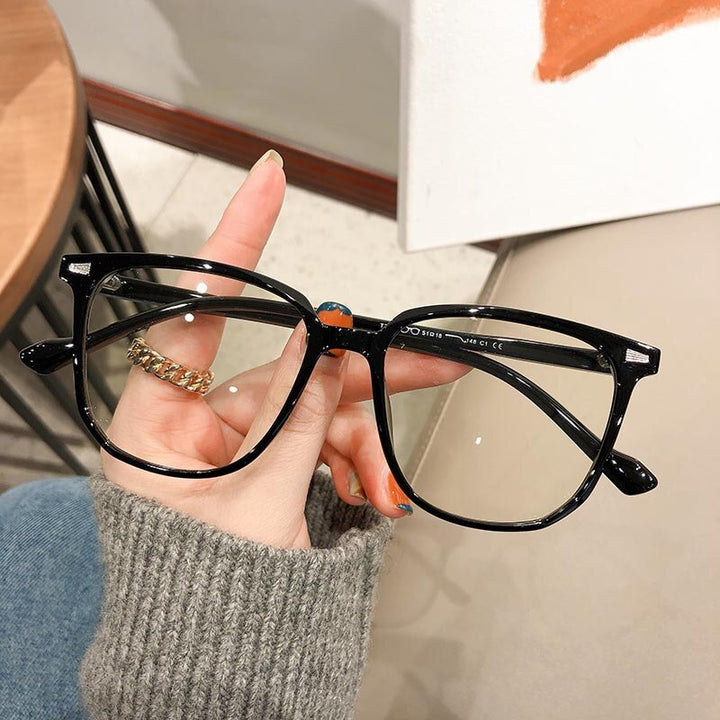 Herren Vollrandbrille mit rechteckigem Rahmen 140mm-Klar Schwarz-0 (Anti-Blau)-Luzern Mode