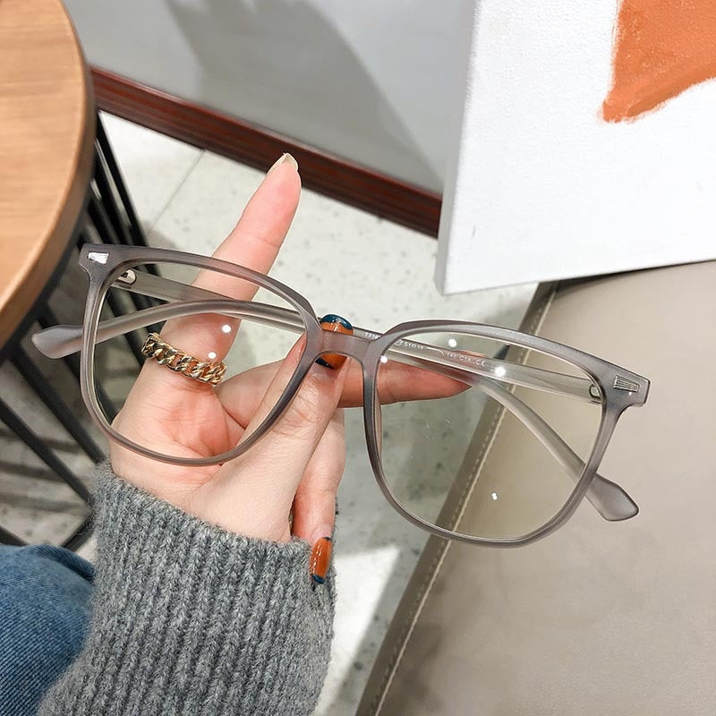 Herren Vollrandbrille mit rechteckigem Rahmen 140mm-Matt Grau-0 (Anti-Blau)-Luzern Mode