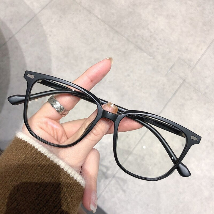 Herren Vollrandbrille mit rechteckigem Rahmen 140mm-Matt Schwarz-0 (Anti-Blau)-Luzern Mode