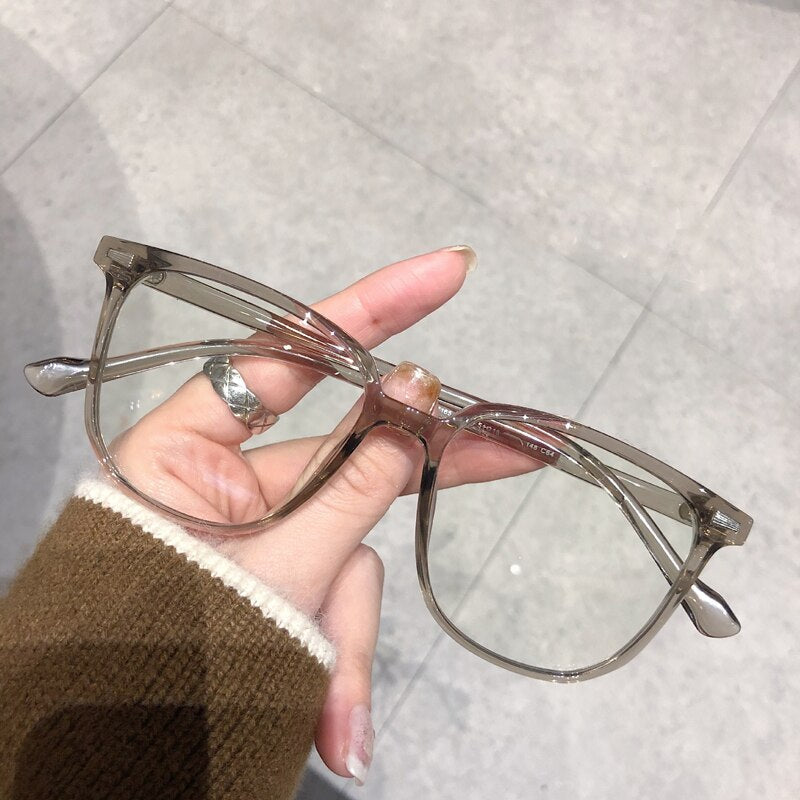 Herren Vollrandbrille mit rechteckigem Rahmen 140mm-Transparent Grau-0 (Anti-Blau)-Luzern Mode
