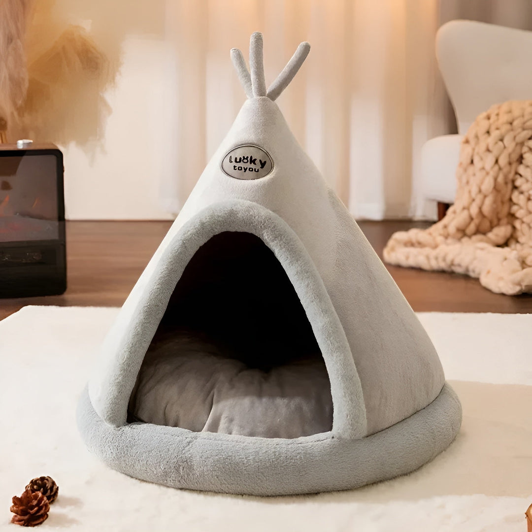 Katzenbett | Zelt | Gemütlich | Gesellig | Warm | Komfortabel | Trendy | Tipi | Sicher-Grau-S-Luzern Mode