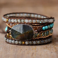 Wickelarmband | Labradorit | Fünfreihig | Stilvoll | Verstellbar | Nachhaltig-Luzern Mode