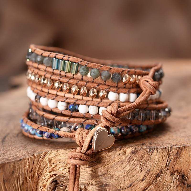 Wickelarmband | Herz Labradorit Balance Stilvoll Handgefertigt Langlebig-Luzern Mode