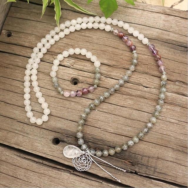 Multi-Edelstein Mala | Halskette | Armband | Stilvoll | Vielseitig | Nachhaltig | Balance-Halskette + Armband-Luzern Mode