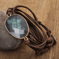 Wickelarmband | Labradorit Seil Braun Stilvoll Balance Vielseitig-Luzern Mode