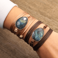 Wickelarmband | Labradorit Seil Braun Stilvoll Balance Vielseitig-Luzern Mode
