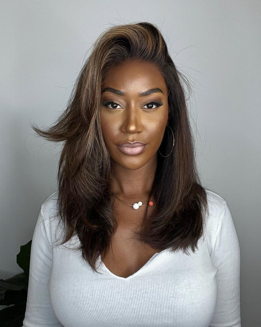 Lace Front Perücke | Strähnchen | Braun | Blond | 100% Natürlich-Luzern Mode