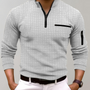 Herren Poloshirt mit Reißverschluss und Brusttasche-Hellgrau-S-Luzern Mode