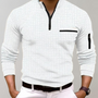 Herren Poloshirt mit Reißverschluss und Brusttasche-Weiß-S-Luzern Mode