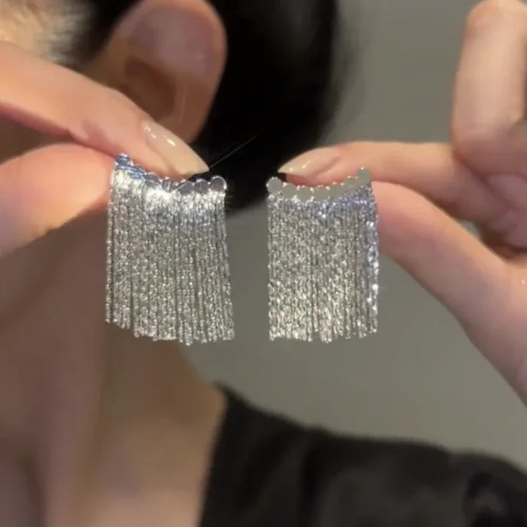 Lange Quastenohrringe | Gold Silber Stilvoll Einzigartig Vielseitig Langlebig-Silber-Luzern Mode