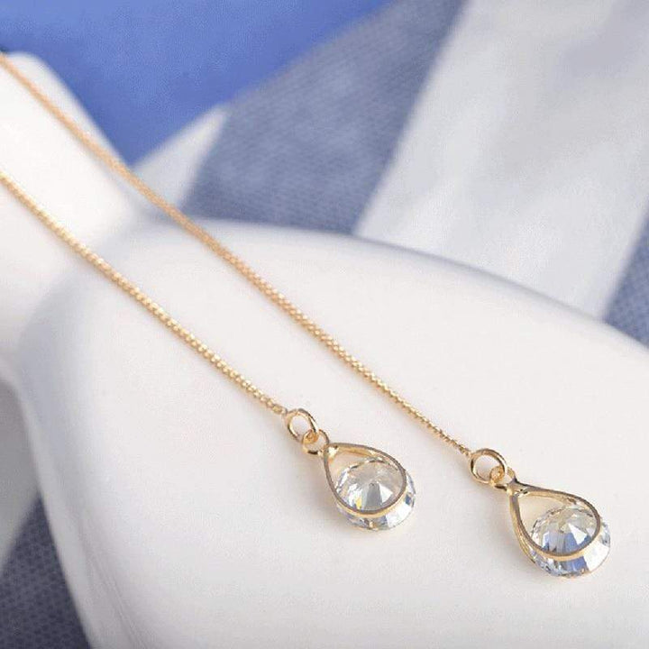 Lange Ohrringe | Tropfen Stilvoll Langlebig Gold Silber Strass Trendy-Luzern Mode