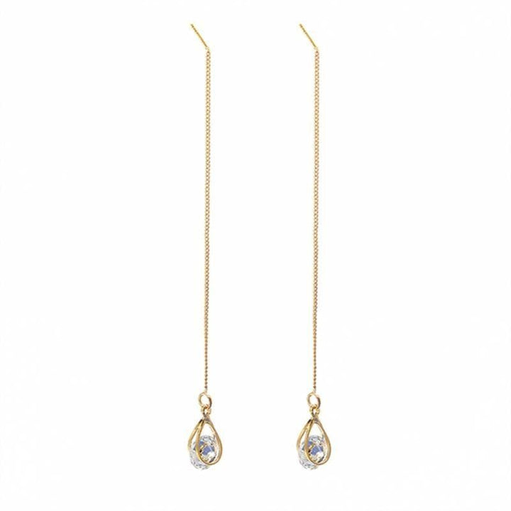 Lange Ohrringe | Tropfen Stilvoll Langlebig Gold Silber Strass Trendy-Gold (gleiche Länge)-Luzern Mode