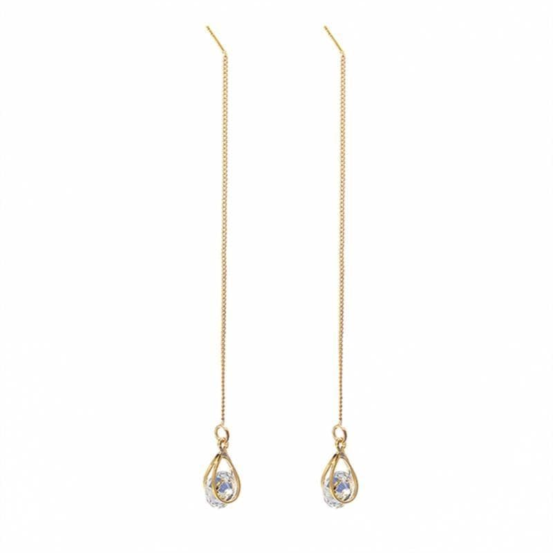 Lange Ohrringe | Tropfen Stilvoll Langlebig Gold Silber Strass Trendy-Gold (gleiche Länge)-Luzern Mode