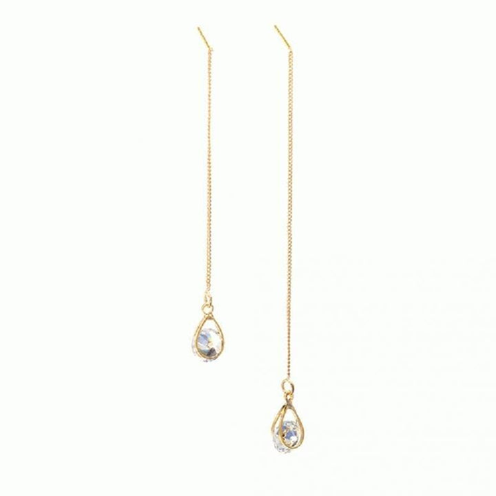 Lange Ohrringe | Tropfen Stilvoll Langlebig Gold Silber Strass Trendy-Gold (ungleiche Länge)-Luzern Mode