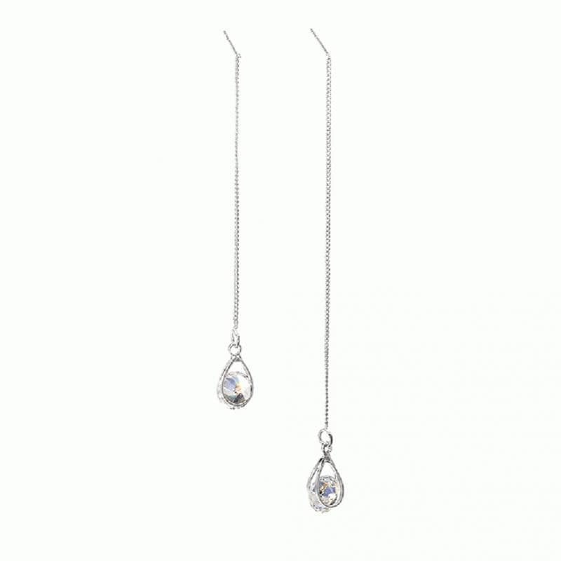 Lange Ohrringe | Tropfen Stilvoll Langlebig Gold Silber Strass Trendy-Silber (ungleiche Länge)-Luzern Mode