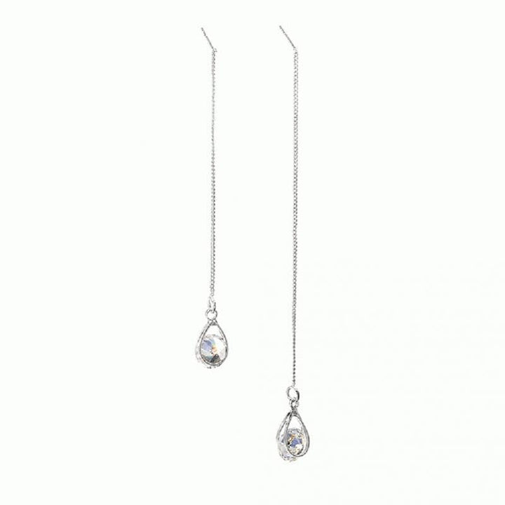 Lange Ohrringe | Tropfen Stilvoll Langlebig Gold Silber Strass Trendy-Silber (ungleiche Länge)-Luzern Mode