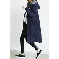 Damen Trenchcoat mit Kapuze - Eleganter Übergangsmantel-Dunkelblau-S-Luzern Mode
