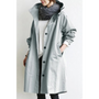 Damen Trenchcoat mit Kapuze - Eleganter Übergangsmantel-Hellgrau-S-Luzern Mode