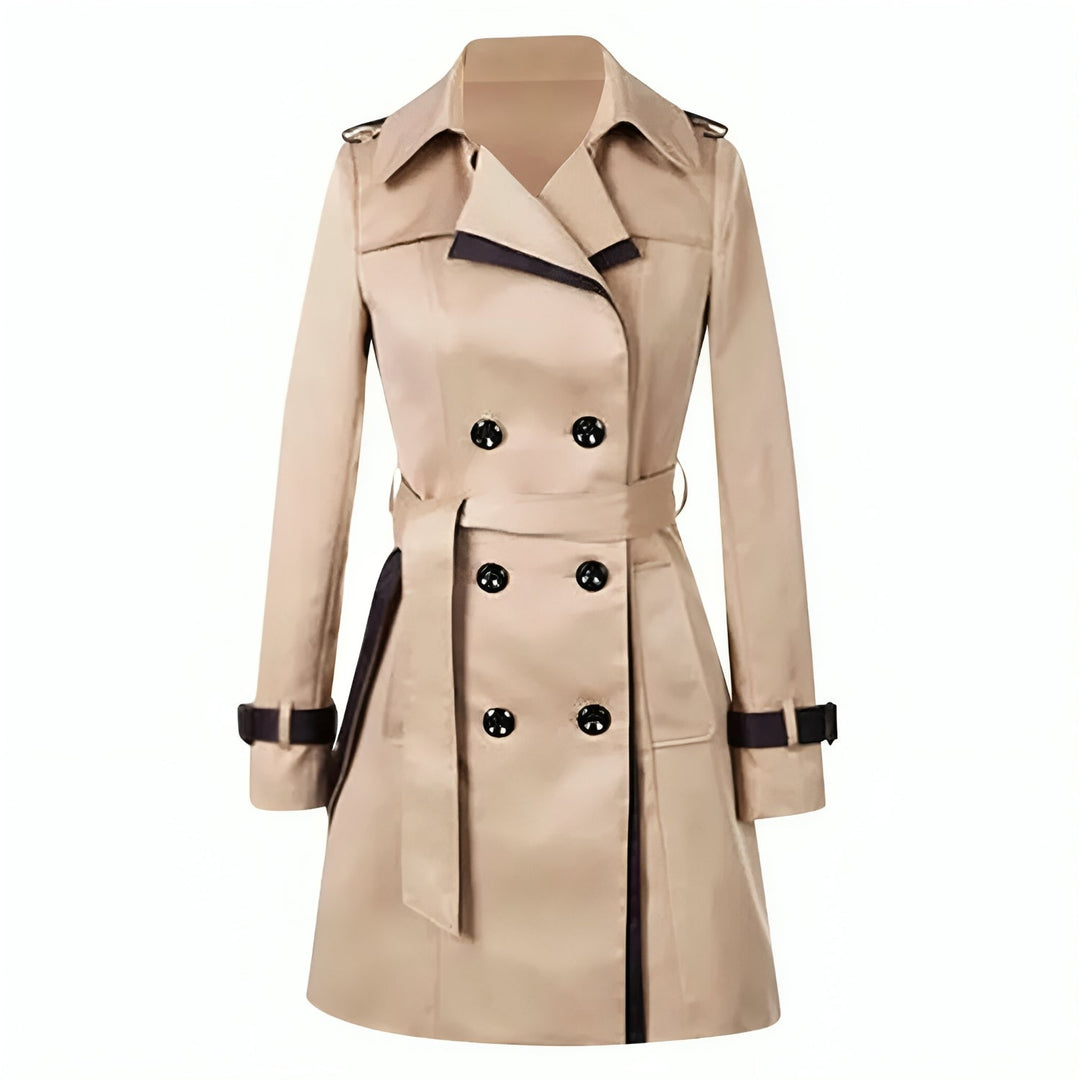 Damen Trenchcoat mit Gürtel - Eleganter Herbstmantel-Khaki-S-Luzern Mode