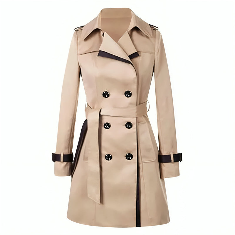 Damen Trenchcoat mit Gürtel - Eleganter Herbstmantel-Khaki-S-Luzern Mode
