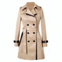 Damen Trenchcoat mit Gürtel - Eleganter Herbstmantel-Khaki-S-Luzern Mode