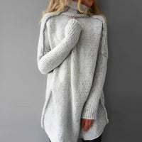 Damen Strickpullover mit Rollkragen - Kuscheliger Oversize Look-Grau-S-Luzern Mode