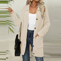 Damen Strickjacke mit Knöpfen - Kuscheliger Cardigan Look-Aprikose-S-Luzern Mode