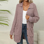 Damen Strickjacke mit Knöpfen - Kuscheliger Cardigan Look-Lila-S-Luzern Mode