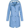 Damen Regenmantel Wasserdicht mit Kapuze und Taschen-Hellblau-S-Luzern Mode