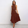 Ärmelloses Maxikleid mit Punkten für Damen - Elegant-Braun-S-Luzern Mode
