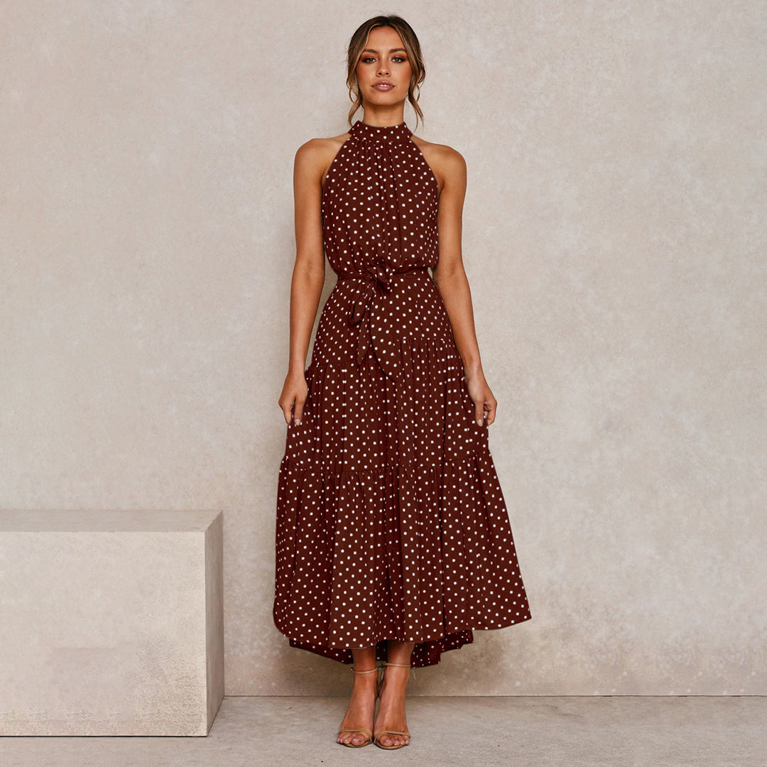 Ärmelloses Maxikleid mit Punkten für Damen - Elegant-Luzern Mode