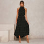 Ärmelloses Maxikleid mit Punkten für Damen - Elegant-Schwarz-S-Luzern Mode