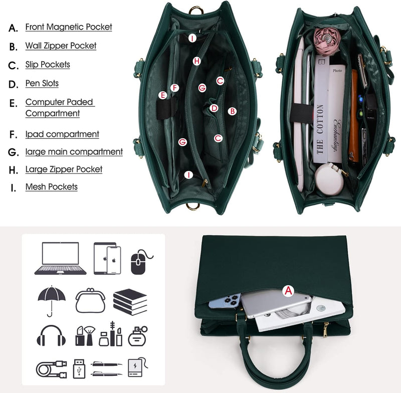 Wasserdichte Laptop-Tasche aus PU-Leder mit multifunktionalem Design für Damen