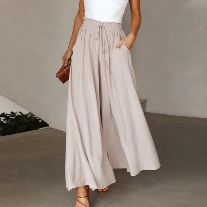 Elegante Damenhose mit Rüschenbund - Bequeme Passform-Aprikose-S-Luzern Mode