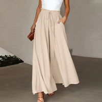 Elegante Damenhose mit Rüschenbund - Bequeme Passform-Beige-S-Luzern Mode