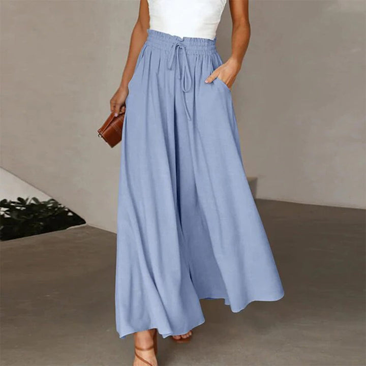 Elegante Damenhose mit Rüschenbund - Bequeme Passform-Blau-S-Luzern Mode