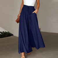 Elegante Damenhose mit Rüschenbund - Bequeme Passform-Dunkelblau-S-Luzern Mode